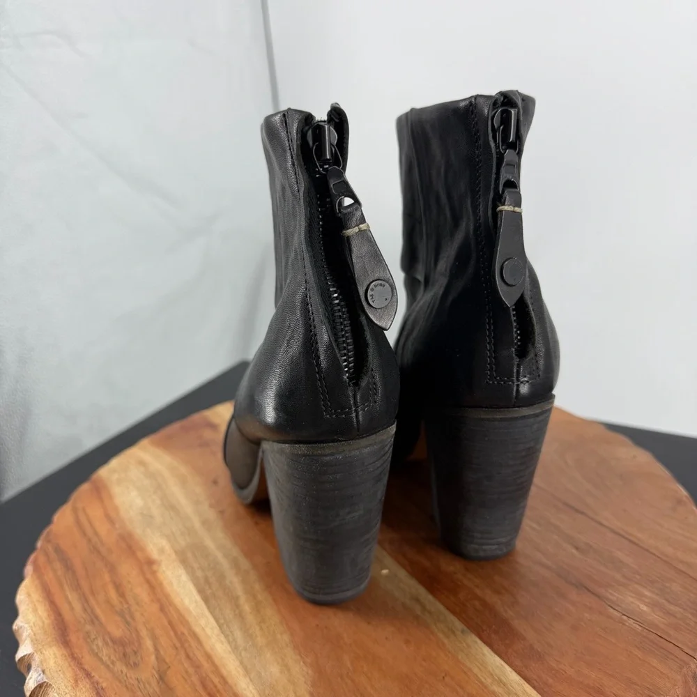 Rag & Bone Newbury Womens Boots Black Leather Heeled Ankle‎ Booties 37.5 7.5